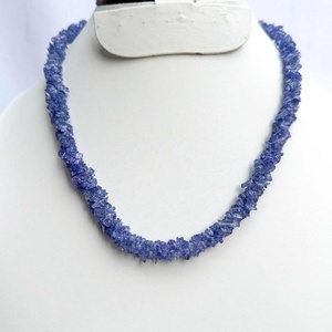 Tự nhiên Tanzanite đá quý Vòng cổ Tanzanite Uncut chip Xoắn hạt dây phong cách vòng cổ 925 Sterling bạc clasp Vòng cổ - Product Image 2