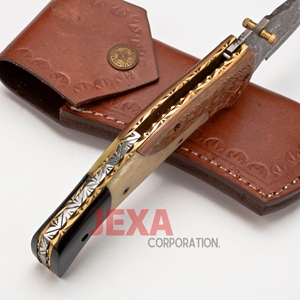 Couteau de poche pliant extérieur couteau damas acier fait main - Product Image 3