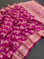 Sari en soie douce de style indien Banarsi avec un chemisier fantaisie, tenue de fête exclusive pour mariage, vêtements ethniques pour femmes les plus vendus