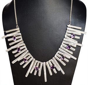 Tự Nhiên Tím Thạch Anh Tím Đá Quý 925 Rắn Sterling Silver Charms Vòng Cổ Khá Tìm Kiếm Thiết Kế Đồ Trang Sức Mỹ Món Quà Kỷ Niệm - Product Image 3