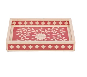 Increíble diseño de incrustaciones de hueso y bandeja de servicio de resina hecha a mano patrón marroquí hueso Natural desayuno vajilla Plato decorativo - Product Image 4