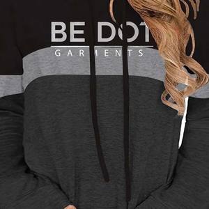 เสื้อฮู้ดผู้หญิงโอเวอร์ไซส์ผ้าคอตตอนบล็อก100% มีฮู้ดผ้าฟลีซที่มีน้ำหนักมากมีลายปักโลโก้พลอยเทียม - Product Image 4