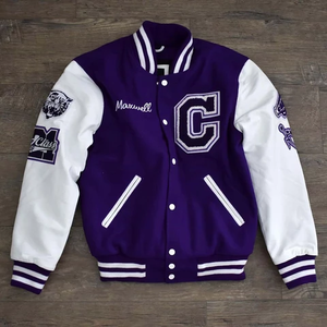 Veste universitaire d'hiver personnalisable XL pour hommes avec fermeture à bouton sur pied manchette tricotée et grandes poches impression de logo de bonne qualité - Product Image 2
