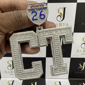 Pendentifs et breloques personnalisés avec initiale en lettres glacées, argent S925, breloque hip-hop, pendentif en diamant moissanite VVS, bijoux fins - Product Image 5