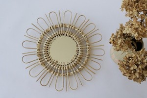 Miroir mural en rotin écologique, Design de fleur d'éclatement de soleil de fabrication Vietnam 99GD - Product Image 4