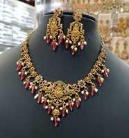 Magnifique ensemble collier et boucles d'oreilles Regal South Indian Temple pour femme, parfait pour les occasions festives, les célébrations culturelles