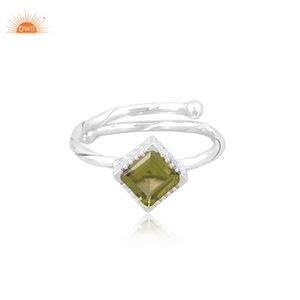 Designer Peridot ทรงสี่เหลี่ยมวางซ้อนกันได้แหวนที่สวยงามเดือนกรกฎาคม Birthstone แหวนทุกวันแหวนผู้หญิงที่กําหนดเองผู้ผลิตเครื่องประดับ - Product Image 2