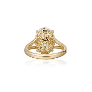 Anillo de compromiso con diamante ovalado de diseño fantasioso, 5 quilates, D-F VVS1-VS2, diamante cultivado en laboratorio, en oro amarillo de 14K y 18K, para uso diario, ideal para regalo. - Product Image 3