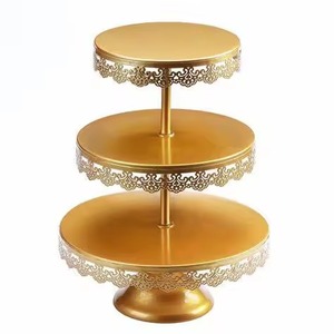 Nouveauté : Support à gâteau en dentelle dorée creuse, accessoires de fête de mariage, fournitures festives, support à gâteau pour décorations de table - Product Image 5
