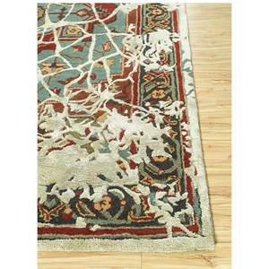 Alfombra Hecha a Mano de Lana y Viscosa Mythos Blue, Diseño Clásico de Medallón Rectangular de 4m para Sala de Estar, Grosor de 10mm -Taq-634 - Product Image 4