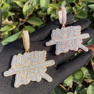 Baguette ตัด Moissanite ฮิปฮอปจี้ที่ไม่ซ้ำกันสำหรับเขาทองชุบเย็นแร็ปเปอร์จี้ผู้ชายสร้อยคอทำเอง - Product Image 1