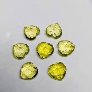 Cuarzo Limón Natural Tallado en Forma de Corazón de 10 mm, Piedras Preciosas de Cuarzo Limón Talladas a Mano para la Fabricación de Joyas - Product Image 1