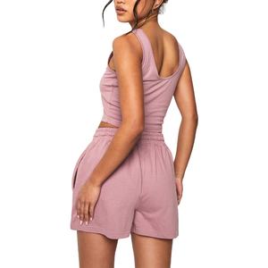 ชุดลำลองใหม่พร้อมกางเกงขาสั้นสำหรับผู้หญิง ชุดเซ็ต 2 ชิ้นสำหรับผู้หญิง ชุดฤดูร้อน แบรนด์ส่วนตัว ผ้าฝ้าย 100% ชุดกางเกงขาสั้น 2026 - Product Image 4