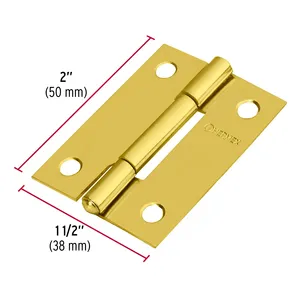 Set di 6 unità mobili rettangolari cerniere 2 'ottone-placcato in acciaio in una borsa con 2 cerniere - Product Image 2