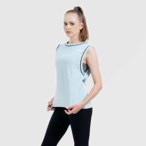 Blue Breathable Knitted Fabric Fraction Tank - Product Image 1