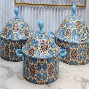 Chauffe-plat de luxe rond avec motif gravé en métal Hot Pot et casserole en acier inoxydable en métal - Product Image 1