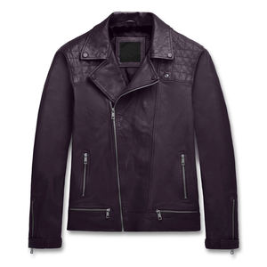 แจ็กเก็ตหนังของผู้ชายสีทึบใหม่ล่าสุดแจ็คเก็ตหนังระบายอากาศขนาดปกติแจ็คเก็ตหนังฤดูหนาวดูคลาสสิก - Product Image 1