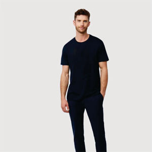 Camiseta de manga corta de algodón 100% Vintage para hombre, de gran tamaño, lavado ácido, cera teñida, cuello redondo, Material de rizo de punto pesado - Product Image 1