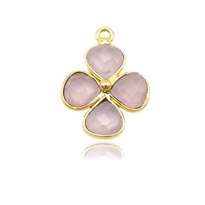 จี้รูปหัวใจรูปดอกกุหลาบควอทซ์หรูหรา-ดีไซน์ดอกไม้พร้อมจี้อัญมณีขนาดเล็กสี่ชิ้นเครื่องประดับชุดฝาชุบทอง - Product Image 1