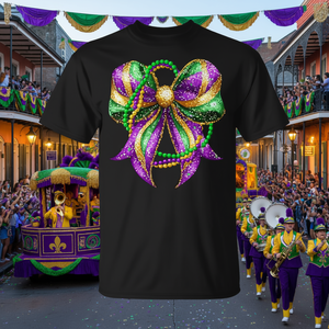 เสื้อยืดเทศกาลมาร์ดิกราส์นิวออร์ลีนส์ ลายดอกเฟลอร์ เดอ ลิส ดีไซน์โบว์โคเก็ตต์ เสื้อผ้าส่งเสริมการขาย - Product Image 3