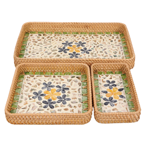 Vente en gros d'artisanat vadrouille plateau en rotin plateau de vadrouille pour servir de la nourriture nouvel article rotin de haute qualité en gros du Vietnam - Product Image 6