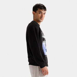 Sudaderas Personalizadas con Cuello Redondo para Hombre, Diseño Gráfico OEM ODM, Sudaderas Casuales Unisex de Felpa Francesa Negra con Cuello Redondo y Estampado, Corte Holgado - Product Image 3