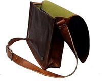 Bolso Bandolera de Cuero Genuino de Grano Completo, Hecho a Mano, Ecológico, Estilo Vintage, para Hombre y Mujer, Decorado con Botones, para Portátil