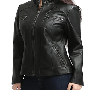 Chaqueta Bomber de Cuero para Mujer, Nueva Colección Otoño, Transpirable, Tejida, con Cierre Regular, para Venta al Por Mayor y Marca Privada - Product Image 1
