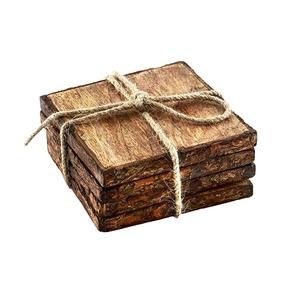 Posavasos de corteza de árbol, Juego de 4 con color natural de madera, tamaño personalizado, posavasos de café de madera de la mejor calidad para el hogar a un costo menor - Product Image 1