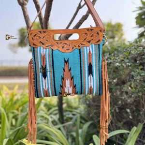 Élégant Turquoise Jacquard Sling Bag femmes usiné à la main bohème aztèque tissu fermeture à glissière grande capacité léger «lettre» - Product Image 1