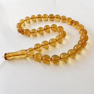 Misbaha en ambre baltique naturel, chapelet en ambre couleur cognac, perles couleur thé - Product Image 1