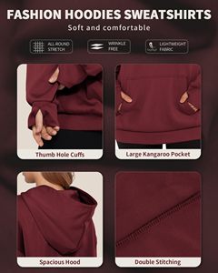 Novedad: Sudaderas Extra Grandes de Punto Estilo Vintage para Mujer, con Bolsillos Tipo Canguro, Orificios para los Puños, Tejido Grueso de 400 g/m², Color Sólido, Diseño Personalizado - Product Image 6