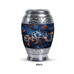 Hot Selling Aluminium Beautiful Sparrow Cremation Adult Urn for Human Ashes Keepsake Funeral Urn With Free <b>Velvet</b> <b>Bag</b> - Product Image 1