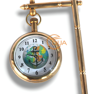 Reloj de mesa de estilo vintage con soporte de latón Pedestal náutico Reloj de escritorio Reloj colgante de latón macizo - Product Image 6