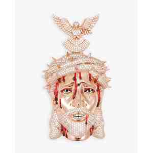 Pendentif Jésus en or 14 carats émaillé avec moissanite, bijoux haut de gamme pour les chrétiens - Product Image 4