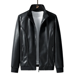 100% nouveau personnalisé hommes décontracté automne moto PU veste solide motif motard cuir manteaux fermeture éclair OEM Service disponible - Product Image 1