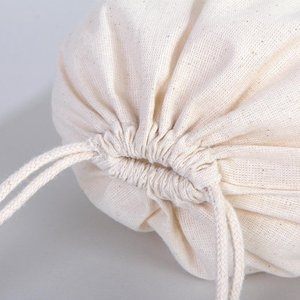 Natural Cotton <b>Drawstring</b> <b>Pouch</b> 8x12 Organic Favor & Gift Bag with Custom Logo Embroidery Screen Printing for Craft & Promotion - Product Image 4
