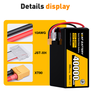 Vant 350wh/kg 12S 44.4V 40000mAh 10c tốc độ xả cao bán trạng thái rắn <span class=keywords><strong>Lithium</strong></span>-<span class=keywords><strong>ion</strong></span> UAV FPV gói pin bay không người lái - Product Image 2