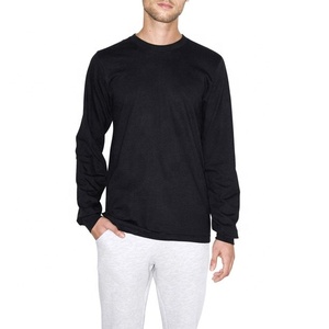 T-shirt en coton 100% respirant à manches longues pour homme, col rond, taille plus, personnalisable, tricoté - Service OEM en gros, été - Product Image 3