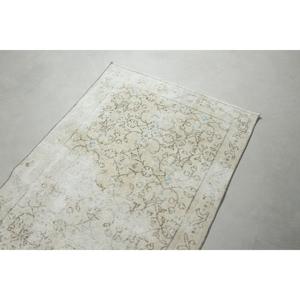 Vintage 3.2x6.46 ft <b>Rug</b>, Accent Turkish <b>Rug</b>, White Blue <b>Abstract</b> <b>Rug</b> - Product Image 5