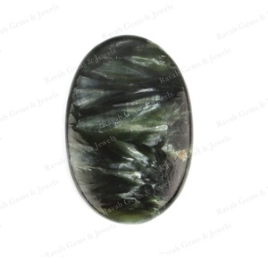 La mejor calidad, 20x30mm, serafinita verde Natural, cabujón con reverso plano, piedras preciosas sueltas curativas calibradas suaves para piedra de Palma - Product Image 2