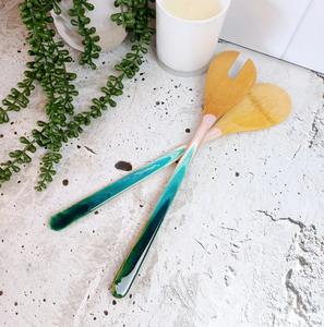 Juego de Cubiertos para Ensalada Hechos a Mano, Ecológicos, con Mango de Resina Natural para Uso en la Cocina del Hogar, Regalos para el Regreso a Clases, Bodas y Navidad - Product Image 5