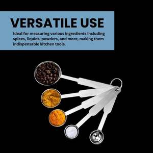 Juego de 5 Cucharas Medidoras Mini de Acero Inoxidable Ecológicas Personalizadas, Aptas para Lavavajillas, Duraderas, de Metal - Product Image 2