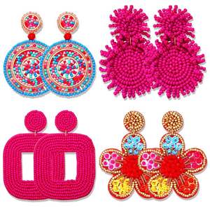 ต่างหูแฟชั่นประดับลูกปัดลายดอกไม้แบบนามธรรม ปี 2025 พร้อมลูกปัดปักลาย  ของตกแต่งแฟชั่น - Product Image 5