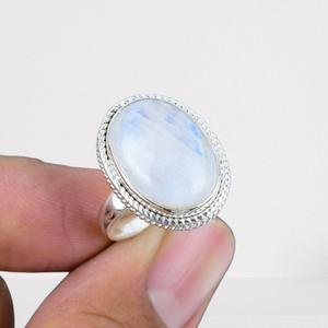 แหวนสเตอร์925ทำมือเงินแท้มูนสโตนแหวนสปินเนอร์พลอยสีฟ้าแหวนของขวัญแต่งงานคริสต์มาสไฟสีฟ้า - Product Image 1