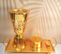 Porte-encens aromatique indien en métal or blanc de qualité supérieure, écologique, brûleur de Bakhoor de table, diffuseur pour la maison et l'hôtel