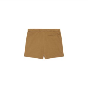 Pantalones cortos de lana clásicos marrones ligeros y acogedores para mujer, pretina elástica con patrón sólido ecológico para trajes relajados de verano - Product Image 2