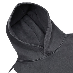 100% Cotton 400 GSM Heavy Weight Distressed <b>Black</b> Acid Washed Hoodie Blank <b>Mens</b> Pullover Vintage Winter Hoodies 2026 - Product Image 2