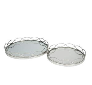 Plateau cosmétique de table fait à la main avec poignée métallique Plateau miroir de taille moyenne pour hôtels-Plateaux de service de Noël par l'Inde - Product Image 6