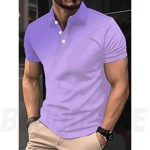 Camisa de Manga Corta para Hombre Bloodline, Color Sólido, Tejido de Algodón, Transpirable, de Secado Rápido, Corte Regular Formal, Marrón - Product Image 1
